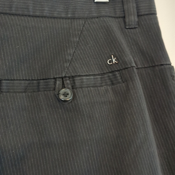 Calvin Klein Chino Pants Mens 34 Black Stripe Cotton Business Casual Formal - Picture 5 of 11